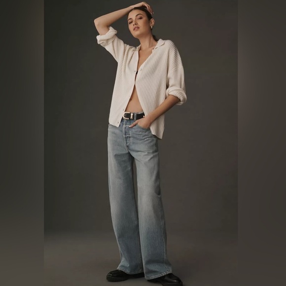 NEW Reformation Fantino Cashmere Collared Cardigan In Gossamer Size XL - Picture 17 of 17